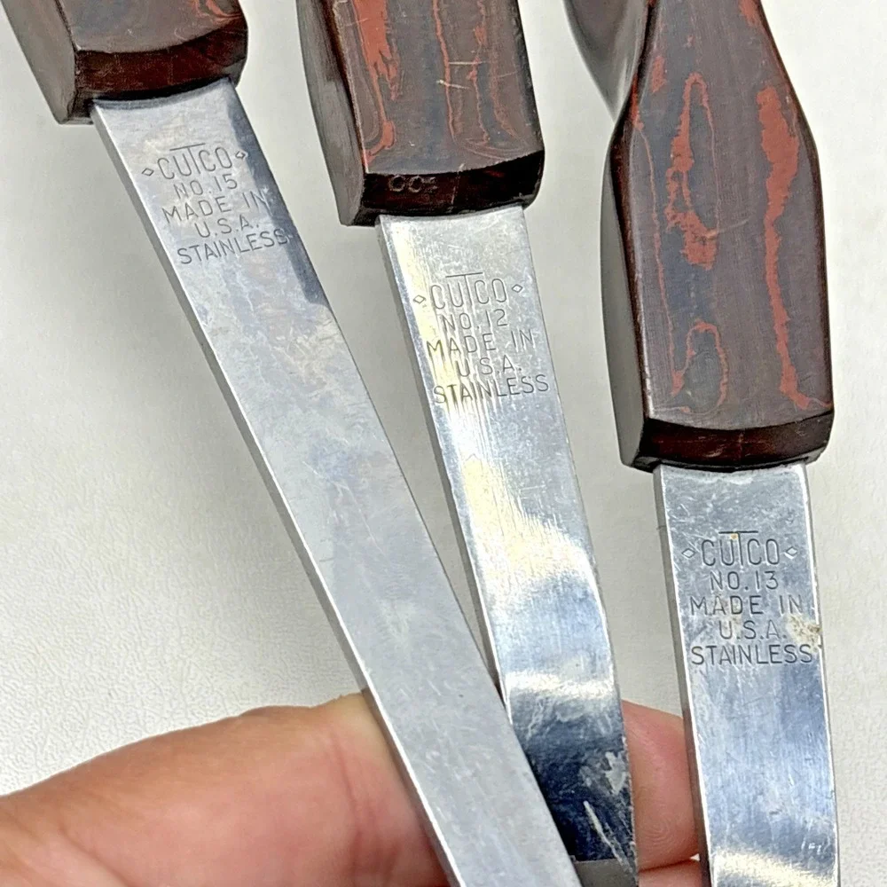 Cutco Knives 1022 1023 1024 Fork Spoons Ladle Lot of 7 Brown Handle